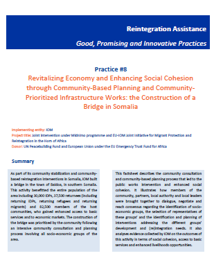 Reintegration good practices #8 - Revitalizing Economy and Enhancing Social Cohesion through Community-Based Planning and Community-Prioritized Infrastructure Works: the Construction of a Bridge in Somalia