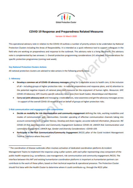 COVID-19 Response and Preparedness Related Measures