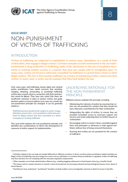Non-Punishment for Victims of Trafficking