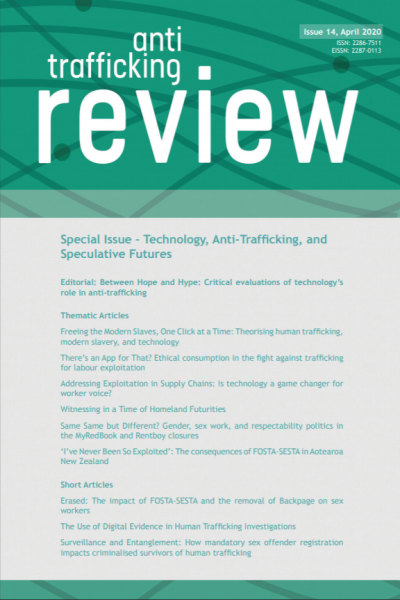Anti Trafficking review: Special Issue - Technology, Anti-Trafficking, and Speculative Futures