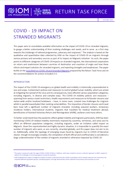 Covid-19 Impact on Stranded Migrants 