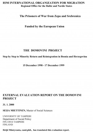 The Domovini Project. Step by Step to Minority Return and Reintegration in Bosnia and Herzegovina