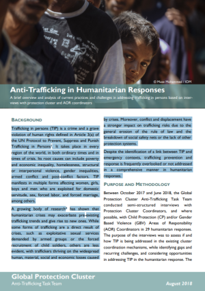 Anti-Trafficking in Humanitarian Responses: A Brief Overview and Analysis of Current Practices and Challenges in Addressing Trafficking in Persons Based on Interviews with Protection Cluster and AOR Coordinators